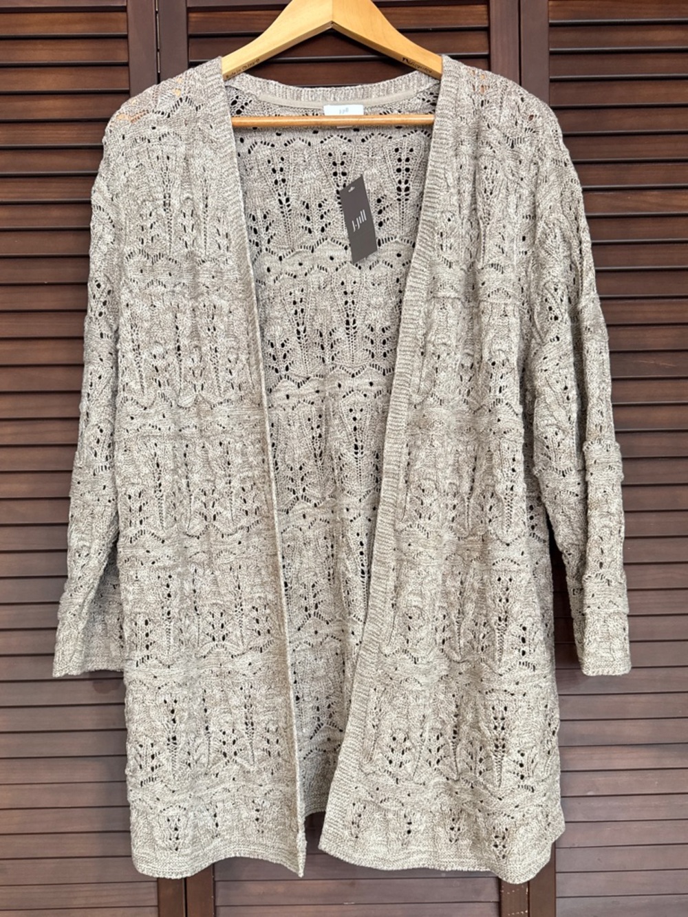 NEW J. Jill Women's Beige Lace Cardigan Size L Cotton Retail NWT $89 - Picture 13 of 15